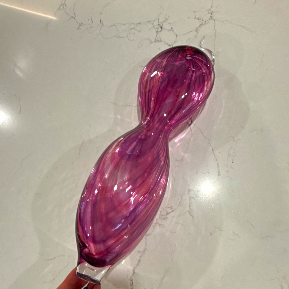 Purple Clear Swirl Glass Vase Decorative Glossy Finish 17 in Tall 5 in